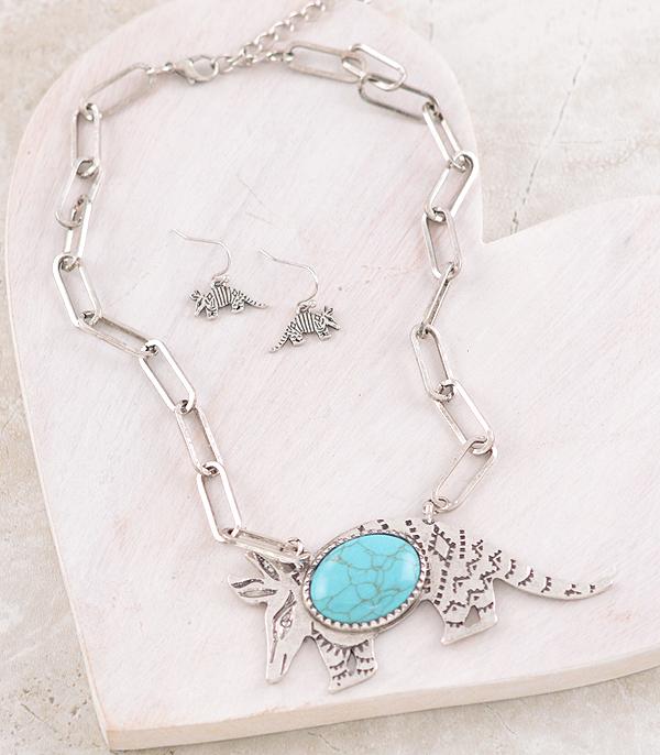 NECKLACES :: CHAIN WITH PENDANT :: Wholesale Western Turquoise Armadillo Necklace Set