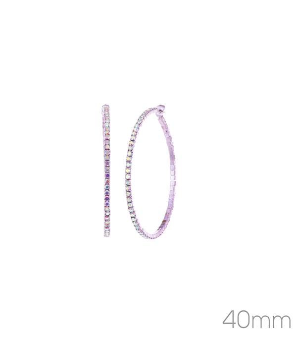 EARRINGS :: HOOP EARRINGS :: Wholesale Rhinestone Color Hoop Earrings