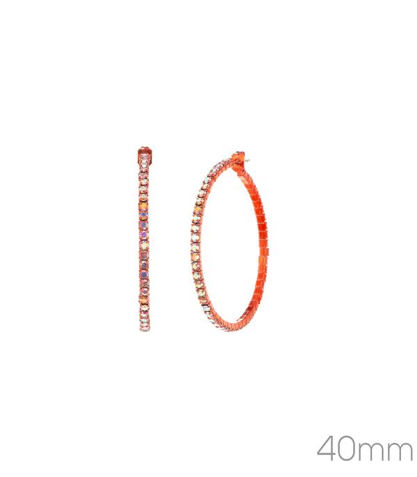 EARRINGS :: HOOP EARRINGS :: Wholesale Rhinestone Color Hoop Earrings