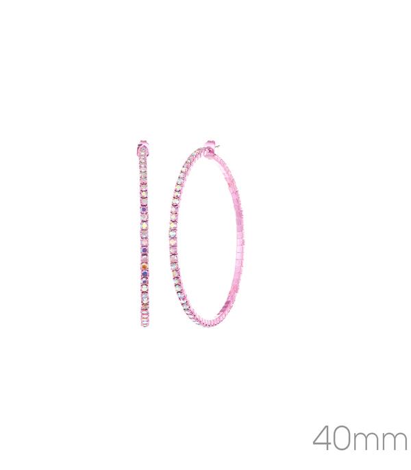 EARRINGS :: HOOP EARRINGS :: Wholesale Rhinestone Color Hoop Earrings