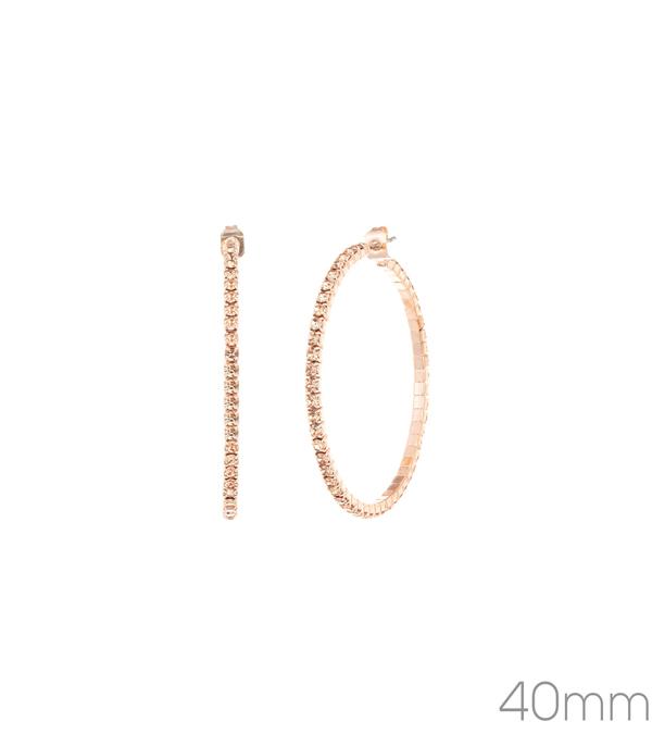 EARRINGS :: HOOP EARRINGS :: Wholesale Rhinestone Color Hoop Earrings