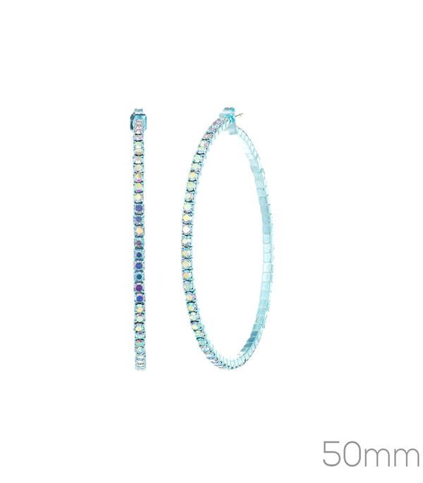 EARRINGS :: HOOP EARRINGS :: Wholesale Rhinestone Color Hoop Earrings