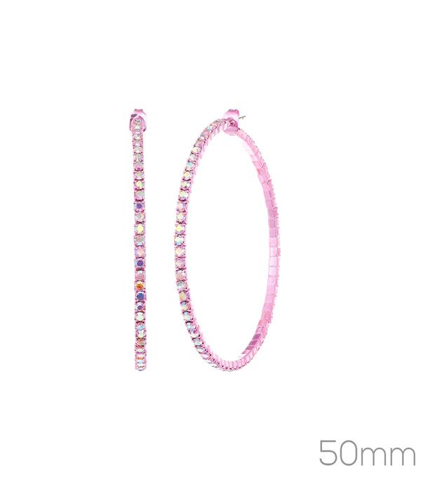 EARRINGS :: HOOP EARRINGS :: Wholesale Rhinestone Color Hoop Earrings