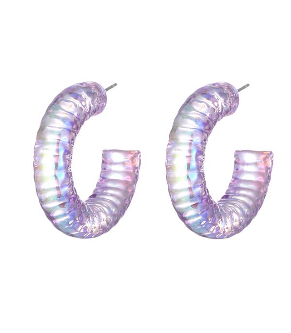EARRINGS :: HOOP EARRINGS :: Wholesale Iridescent Summer Hoop Earrings