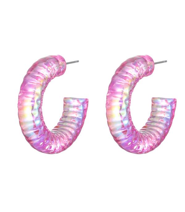 EARRINGS :: HOOP EARRINGS :: Wholesale Iridescent Summer Hoop Earrings