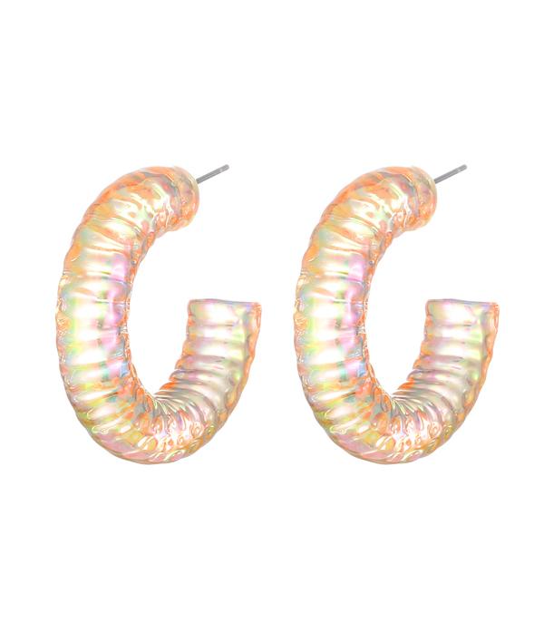 EARRINGS :: HOOP EARRINGS :: Wholesale Iridescent Summer Hoop Earrings