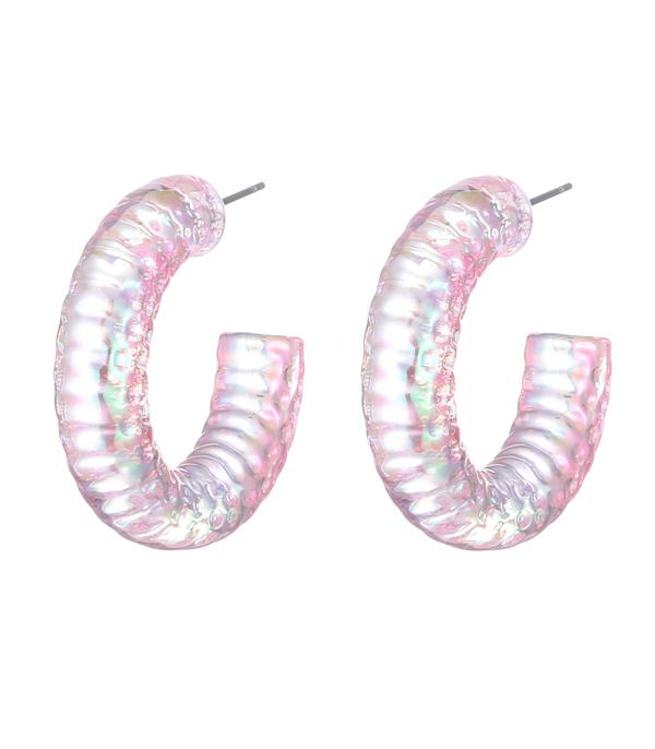 EARRINGS :: HOOP EARRINGS :: Wholesale Iridescent Summer Hoop Earrings