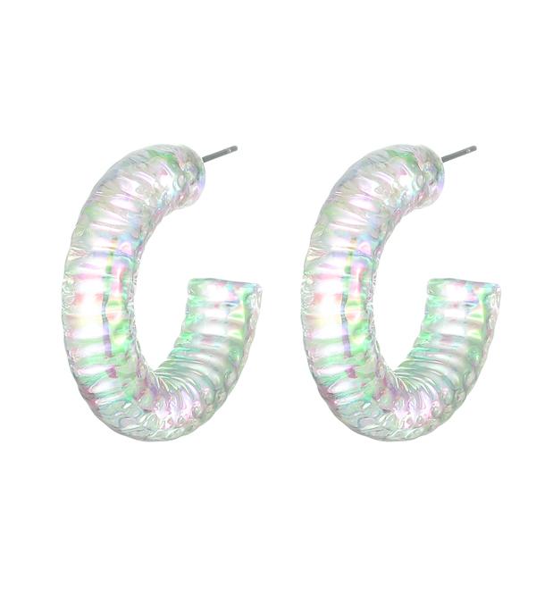 EARRINGS :: HOOP EARRINGS :: Wholesale Iridescent Summer Hoop Earrings