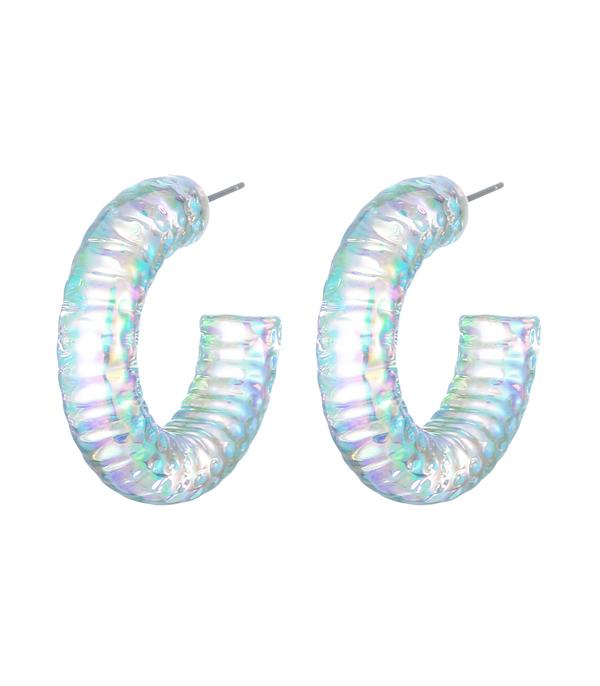 EARRINGS :: HOOP EARRINGS :: Wholesale Iridescent Summer Hoop Earrings