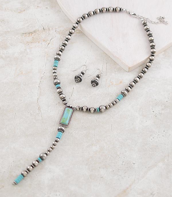 NECKLACES :: WESTERN TREND :: Wholesale Navajo Pearl Stone Lariat Necklace