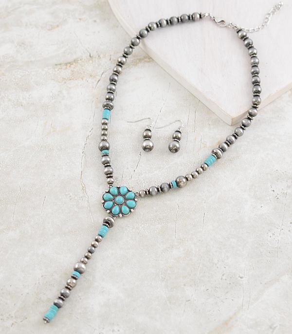 NECKLACES :: WESTERN TREND :: Wholesale Navajo Pearl Stone Lariat Necklace
