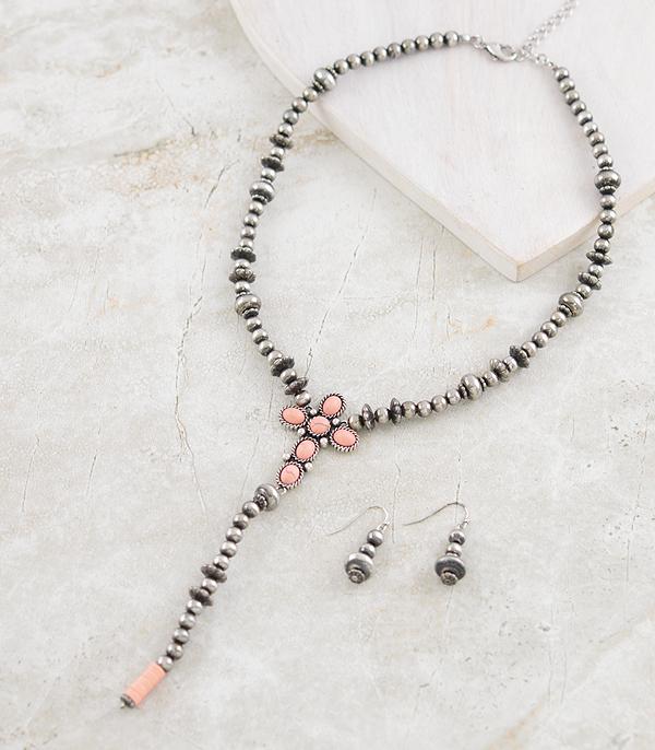NECKLACES :: WESTERN TREND :: Wholesale Navajo Pearl Stone Lariat Necklace