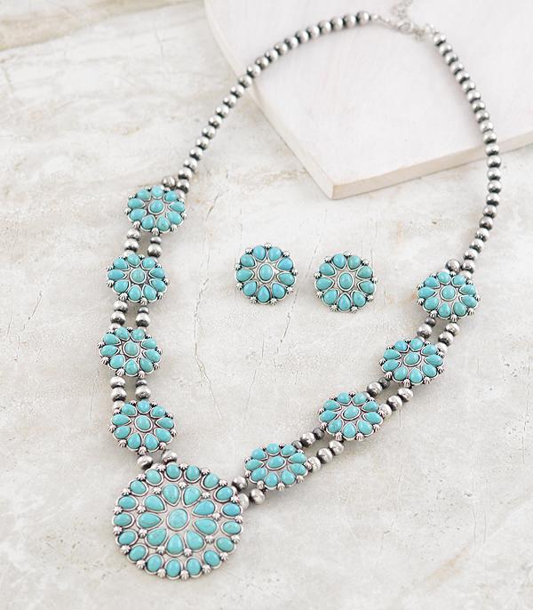 NECKLACES :: WESTERN TREND :: Wholesale Western Turquoise Concho Necklace Set