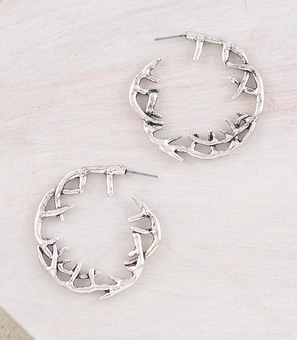 EARRINGS :: HOOP EARRINGS :: Wholesale Western Antler Hoop Earrings
