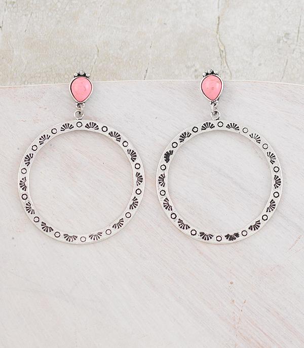 EARRINGS :: WESTERN POST EARRINGS :: Wholesale Western Turquoise Post Hoop Earrings