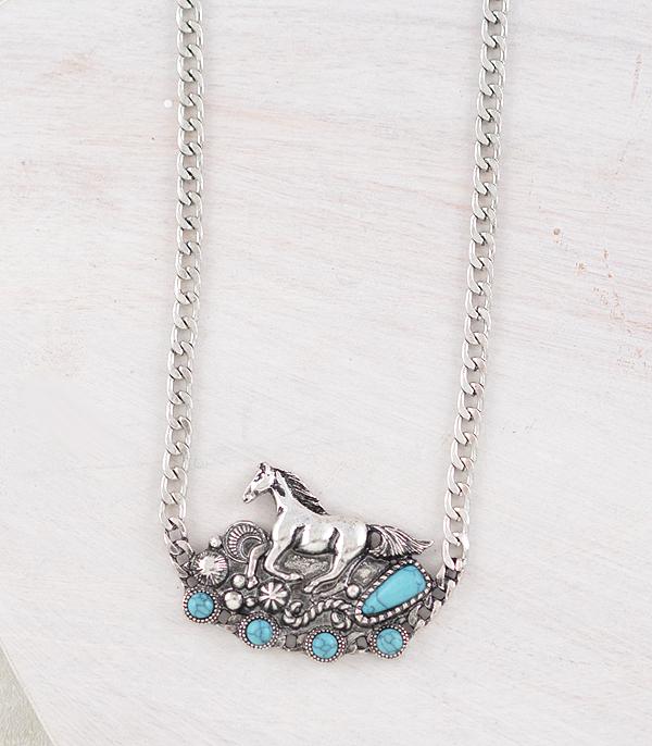 New Arrival :: Wholesale Western Turquoise Horse Necklace