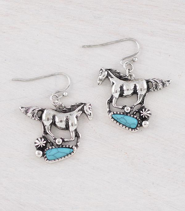 EARRINGS :: WESTERN HOOK EARRINGS :: Wholesale Western Turquoise Horse Earrings