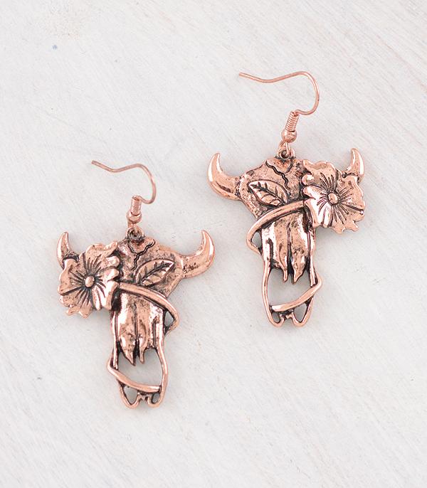 EARRINGS :: WESTERN HOOK EARRINGS :: Wholesale Western Steer Skull Earrings
