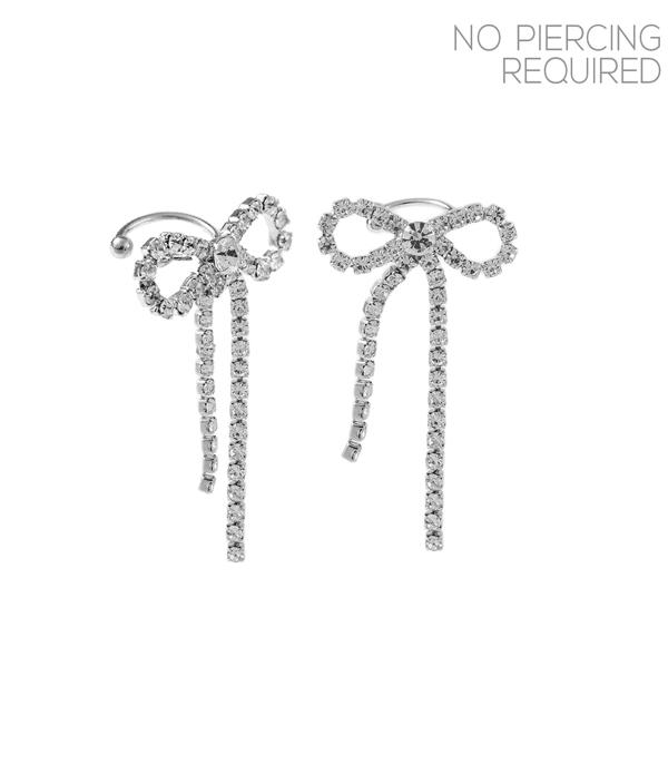 EARRINGS :: TRENDY EARRINGS :: Wholesale Rhinestone Bow Ear Cuff