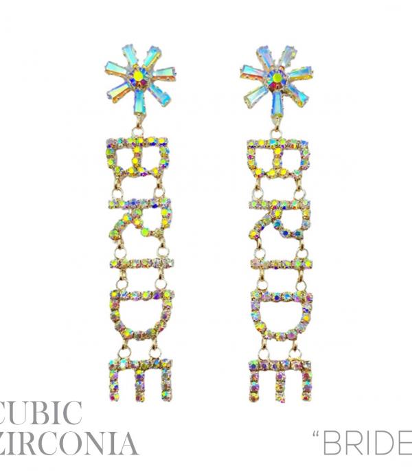 EARRINGS :: TRENDY EARRINGS :: Wholesale Iridescent Stone Bride Earrings