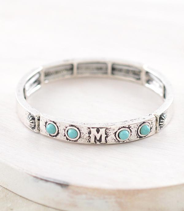 INITIAL JEWELRY :: BRACELETS | EARRINGS :: Wholesale Western Initial Stretch Bangle Bracelet