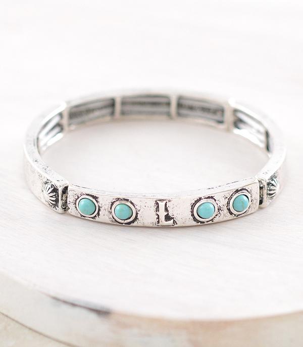 INITIAL JEWELRY :: BRACELETS | EARRINGS :: Wholesale Western Initial Stretch Bangle Bracelet