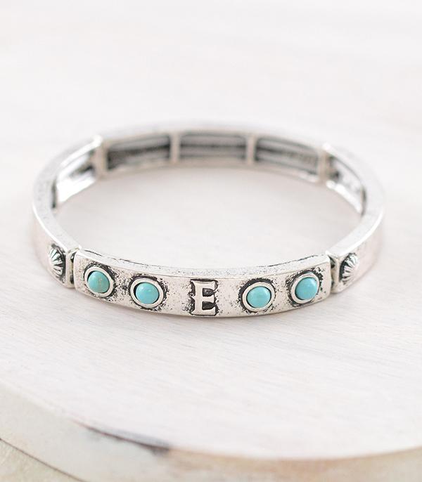 INITIAL JEWELRY :: BRACELETS | EARRINGS :: Wholesale Western Initial Stretch Bangle Bracelet