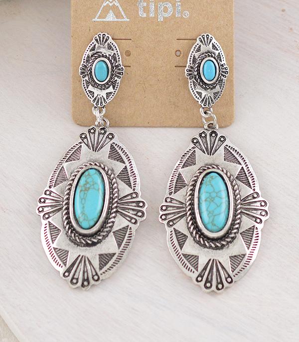 EARRINGS :: WESTERN POST EARRINGS :: Wholesale Western Turquoise Concho Earrings
