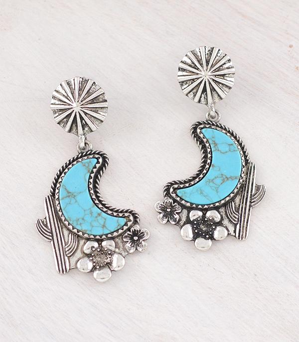 EARRINGS :: WESTERN POST EARRINGS :: Wholesale Western Turquoise Desert Moon Earrings