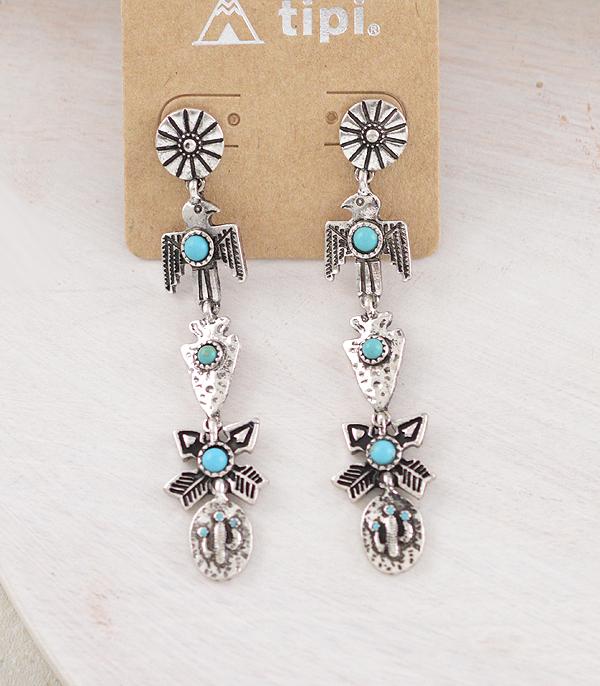 EARRINGS :: WESTERN POST EARRINGS :: Wholesale Tipi Western Thunderbird Drop Earrings