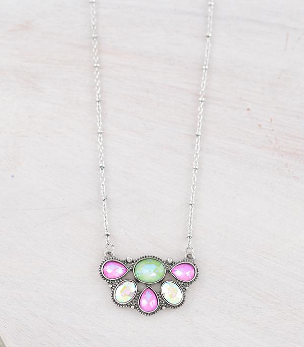 NECKLACES :: TRENDY :: Wholesale Western Glass Stone Concho Necklace