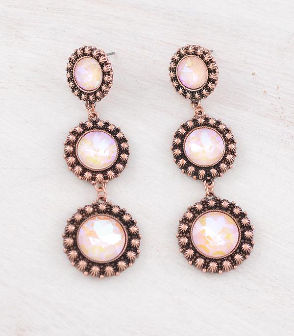 EARRINGS :: WESTERN POST EARRINGS :: Wholesale Western Glass Stone Drop Earrings