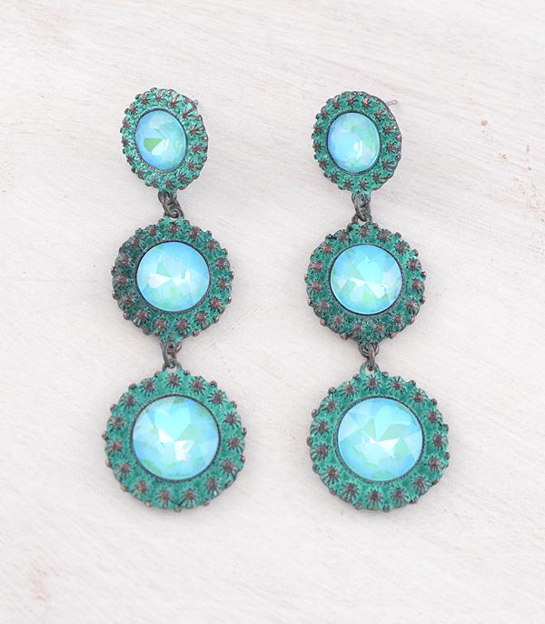 EARRINGS :: WESTERN POST EARRINGS :: Wholesale Western Glass Stone Concho Earrings