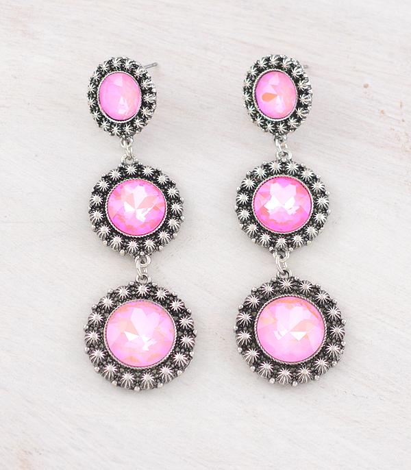 EARRINGS :: WESTERN POST EARRINGS :: Wholesale Western Glass Stone Drop Earrings