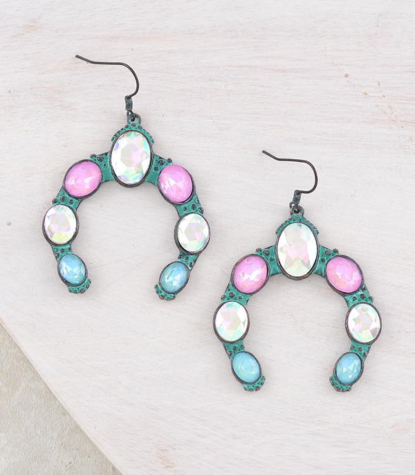 EARRINGS :: WESTERN SQUASH BLOSSOM EARRINGS :: Wholesale Glass Stone Squash Blossom Earrings