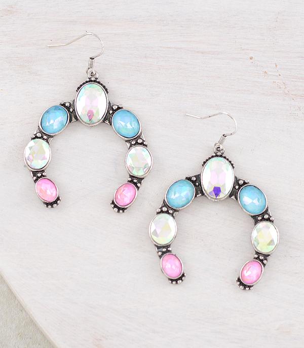 EARRINGS :: WESTERN SQUASH BLOSSOM EARRINGS :: Wholesale Glass Stone Squash Blossom Earrings