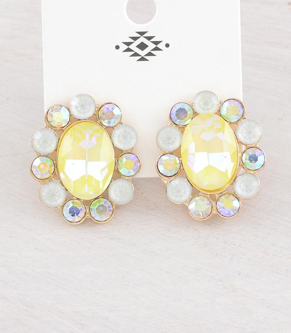 EARRINGS :: WESTERN POST EARRINGS :: Wholesale Western Glass Stone Concho Earrings