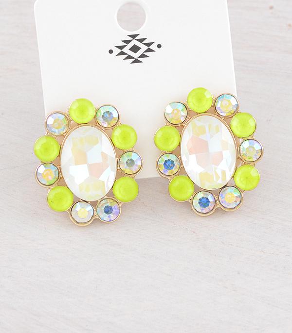 EARRINGS :: WESTERN POST EARRINGS :: Wholesale Western Glass Stone Concho Earrings
