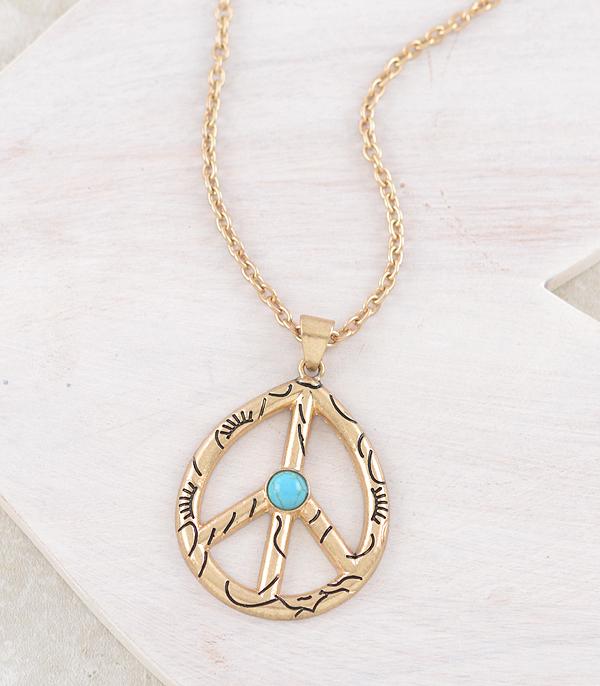NECKLACES :: WESTERN LONG NECKLACES :: Wholesale Western Peace Sign Pendant Necklace
