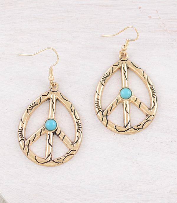 EARRINGS :: WESTERN HOOK EARRINGS :: Wholesale Western Peace Sign Earrings