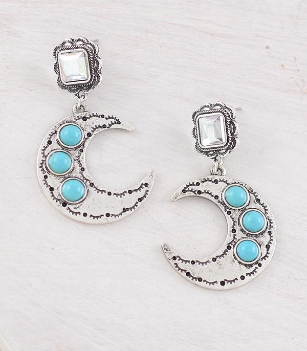 EARRINGS :: WESTERN POST EARRINGS :: Wholesale Western Turquoise Moon Earrings