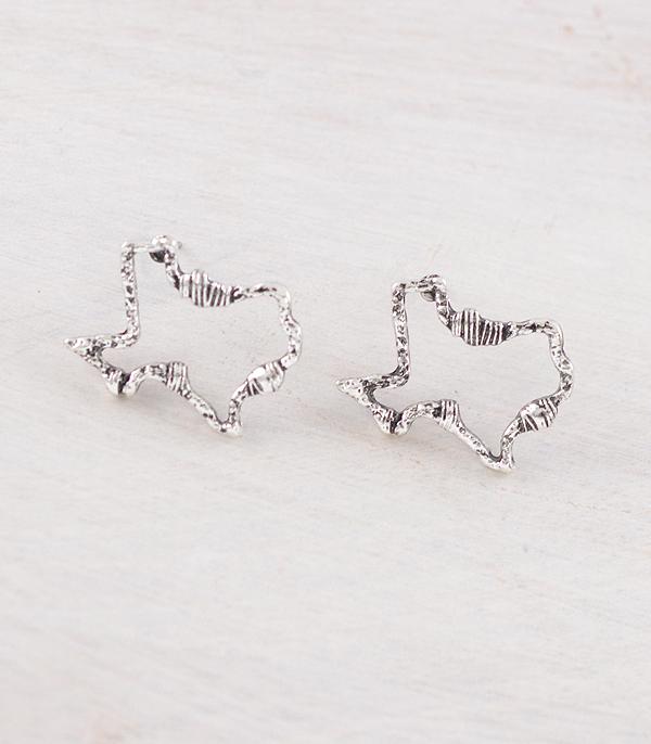 EARRINGS :: WESTERN POST EARRINGS :: Wholesale Texas Map Cut-Out Earrings
