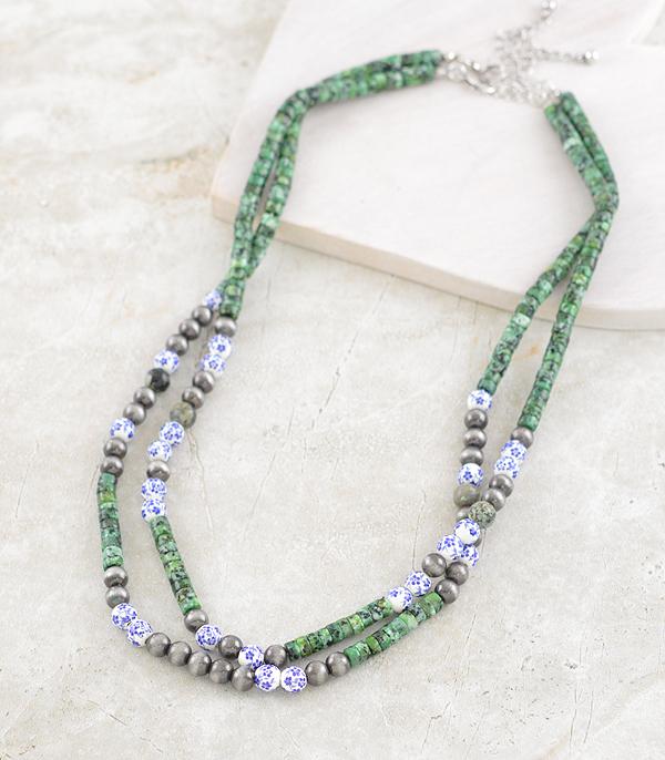 NECKLACES :: WESTERN LONG NECKLACES :: Wholesale Western Semi Stone Necklace Set
