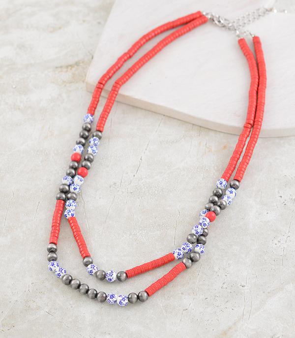 NECKLACES :: WESTERN LONG NECKLACES :: Wholesale Western Semi Stone Necklace Set