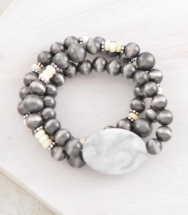 BRACELETS :: STRETCH-BEAD :: Wholesale Western Navajo Pearl Bead Bracelet Set