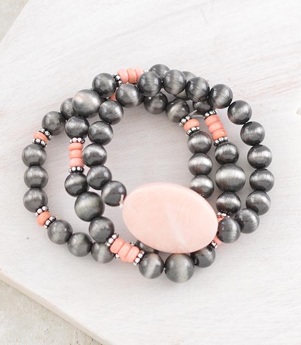 BRACELETS :: STRETCH-BEAD :: Wholesale Western Navajo Pearl Bead Bracelet Set