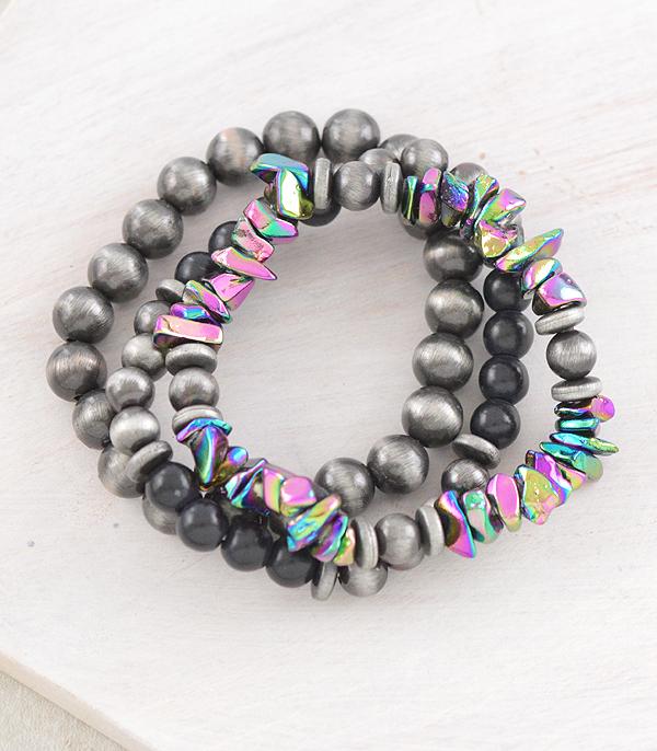 BRACELETS :: STRETCH-BEAD :: Wholesale Western Navajo Pearl Bead Bracelet Set