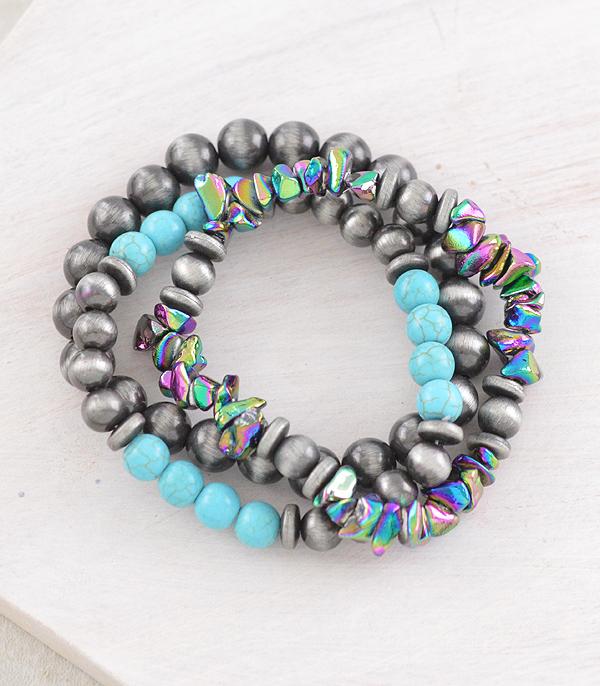 BRACELETS :: STRETCH-BEAD :: Wholesale Western Navajo Pearl Bracelet Set
