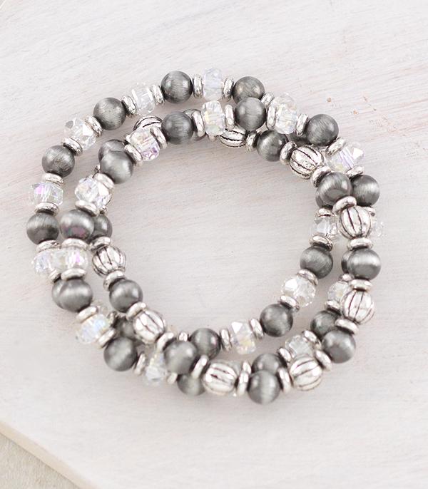 BRACELETS :: STRETCH-BEAD :: Wholesale Western Navajo Pearl Bead Bracelet Set