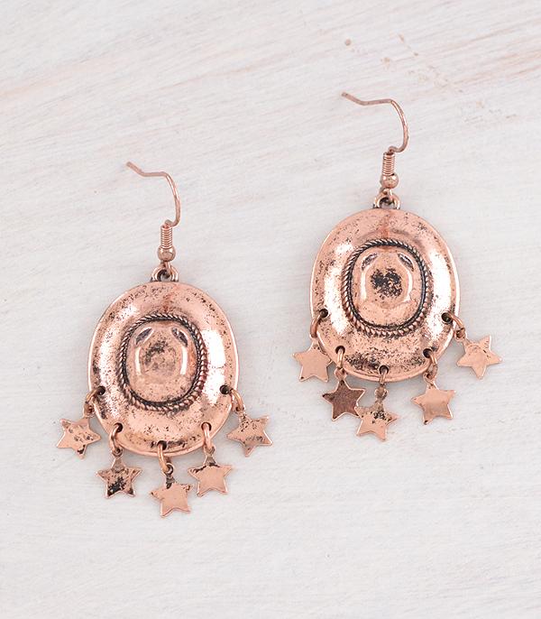 EARRINGS :: WESTERN HOOK EARRINGS :: Wholesale Western Cowboy Hat Dangle Earrings